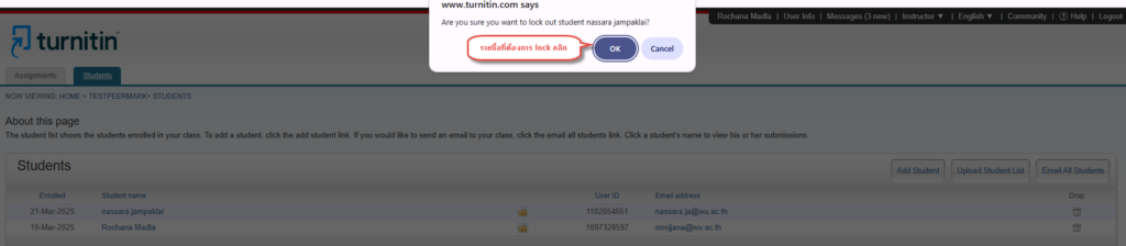 turnitin lock student