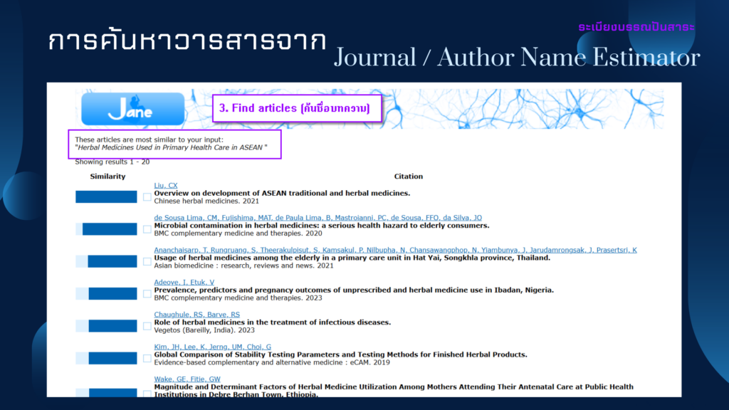 Journal / Author Name Estimator (JANE) 
